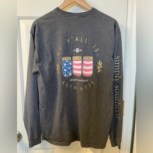 Simply Southern TShirt My Ya'll is Authentic Mason Jar Long Sleeve Women's L